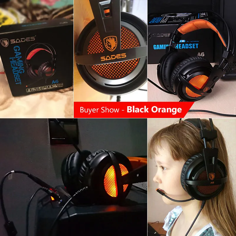 SADES A6 USB Игровые наушники Профессиональные Накладные наушники игровая гарнитура 7,1 объемный звук проводной микрофон для компьютера PC Gamer