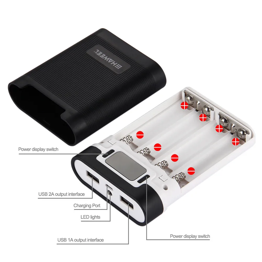 4x18650 зарядное устройство с портативным зарядным устройством чехол 2 USB-портами и