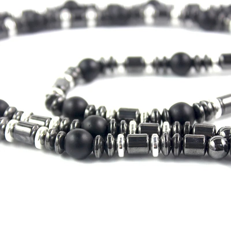 Новый дизайн черный мужской кулон длинное ожерелье 8 мм матовый камень бусины