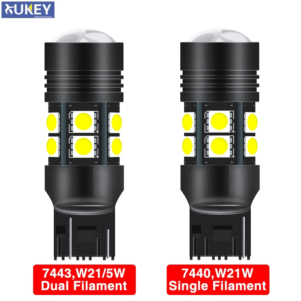 Xukey Car 7440 7443 LED Bulbs W21W W21/5W T20 Reverse DRL Backup Light Blubs Super HID White 12V 6W 5050 SMD|Сигнальная лампа| |