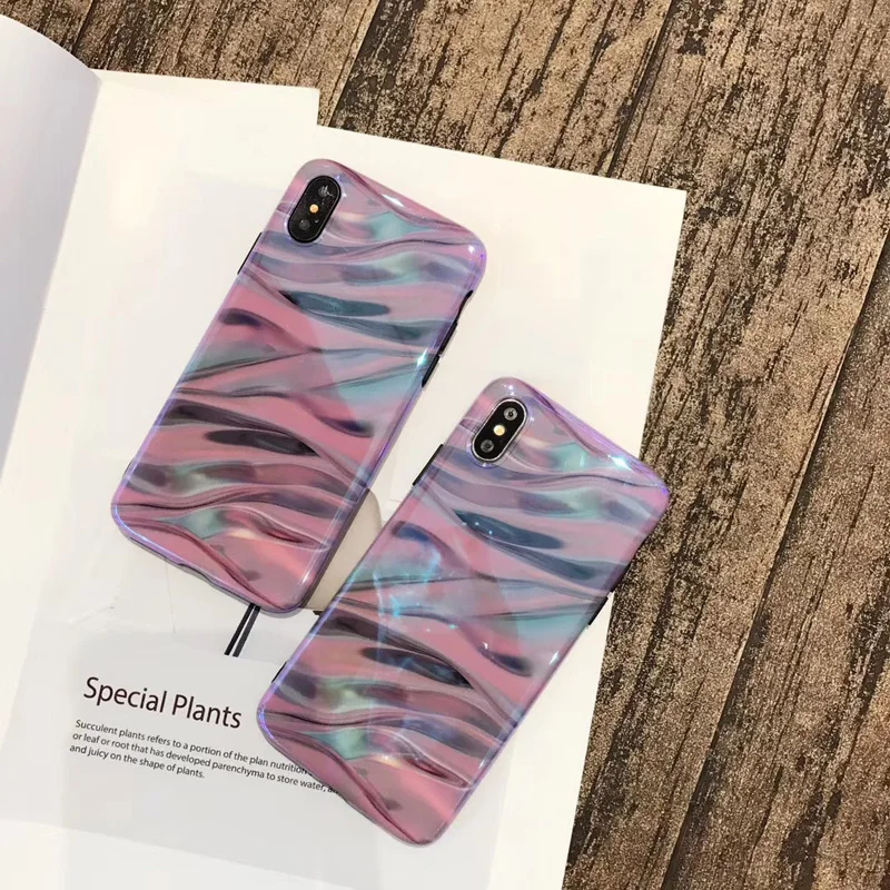 Красивые фиолетовые волнистые линии мягкая фотография для iphone8plus 7 7plus X Blue Ray