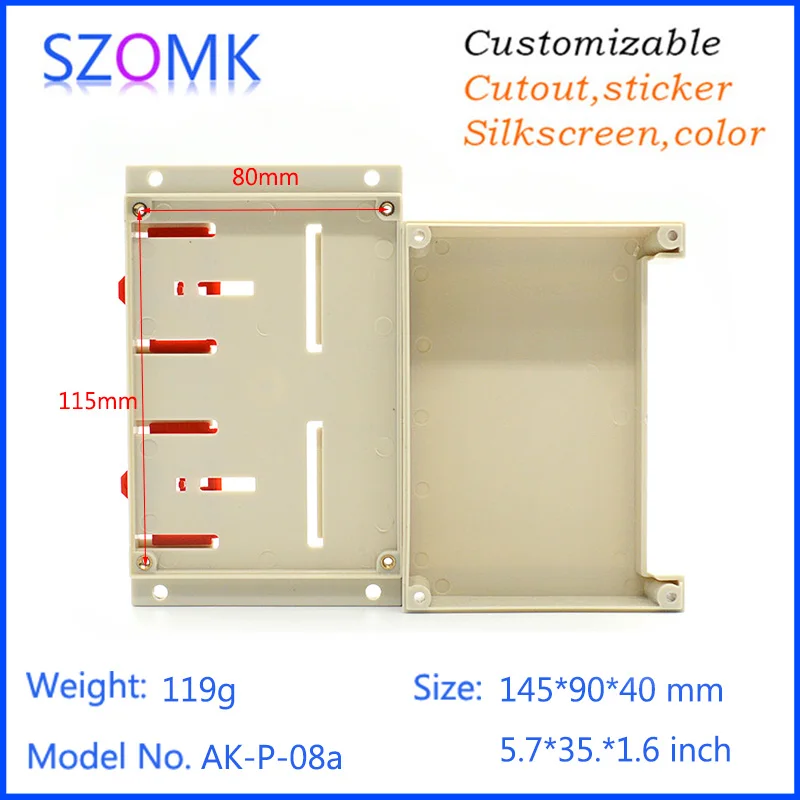 Пластиковый ящик для электроники szomk (4 шт.) 145*90*40 мм корпус на din рейке пластиковая