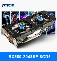 Yeston Radeon RX 590 GPU 8 ГБ GDDR5 256bit игровой настольный компьютер ПК видеокарты Поддержка DVI/HDMI PCI-E X16 3,0
