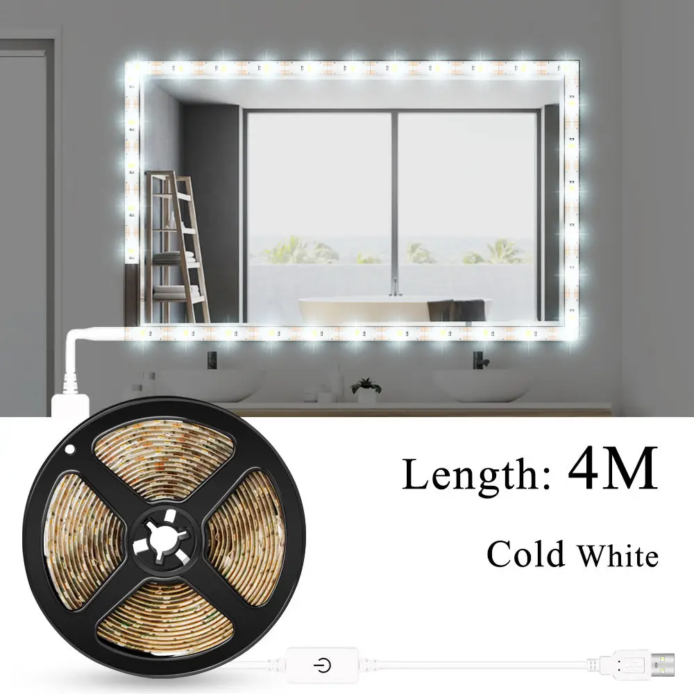 USB White 4M 10W CanLing макияж настенное зеркало с подсветкой Led 12 В голливудское косметическое зеркало 10 14 лампочек комплект туалетный столик с регулируемой яркостью ванная комната Косметическая лампа - Цвет абажура: USB White 4M 10W