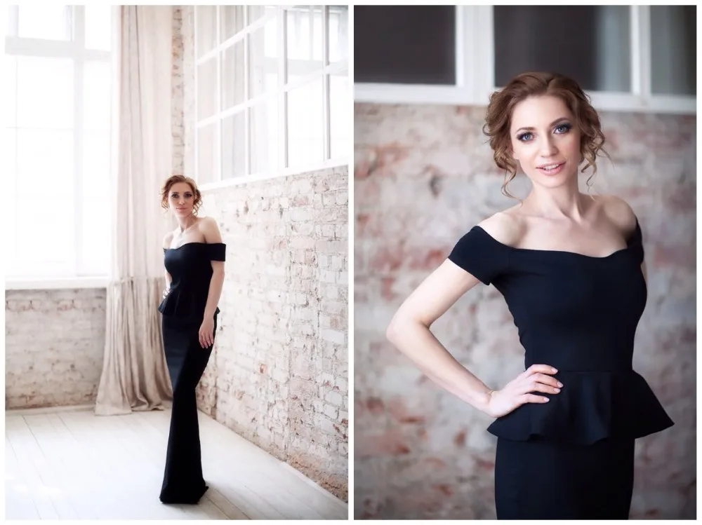Dear Lover Лидер продаж vestidos de festa Лонго черный с коротким рукавом баски Платье макси