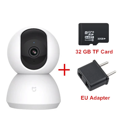 EU Adapter And 32GB Новая Xiaomi mi jia камера s 1080P умная камера IP Cam Веб-камера видеокамера 360 Угол Wi-Fi беспроводная камера ночного видения для mi home APP - Цвет: EU Adapter And 32GB