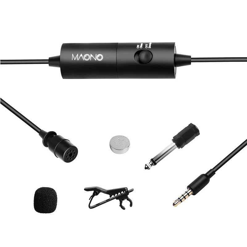 Микрофон MAONO Lavalier, 6 м, на клипсе, с воротником, конденсаторный микрофон, громкая связь, с отворотом, микрофон для смартфона Canon DSLR камеры, ПК, ноутбука