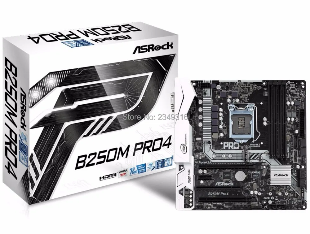 Новинка для ASRock B250 Pro4 рабочего Материнская плата B250 LGA1151 DDR4 SATA3 USB3.0 Поддержка I5 7500 6500