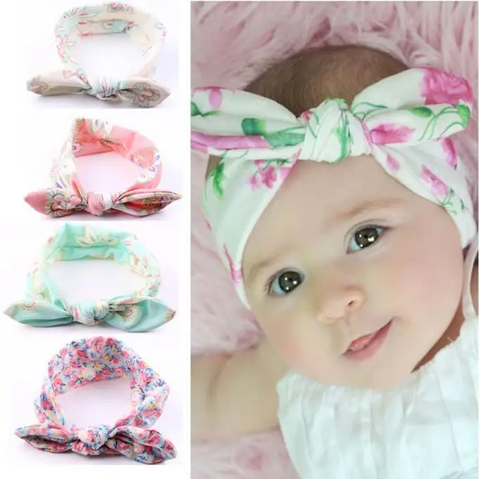 

TWDVS Kids Girls Cute Flower Knot Elastic Hair Band Kids Cotton Ring Hair Accessories Newborn Rabbit ears Headband W219