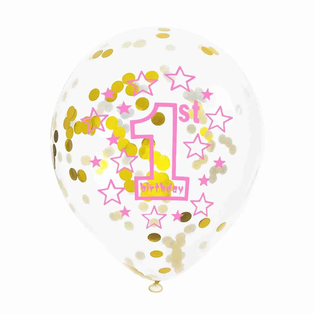 5pcs 12Inch Crown Confetti Clear Balloons Latex Princess Boy Birthday Balloons 18 20 30 40 50 Anniversary Wedding Party Decor