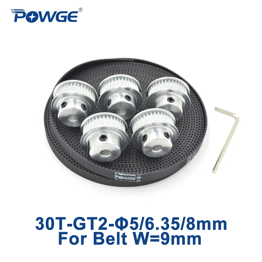 POWGE 5 шт. 30 зубцов GT2 зубчатый шкив диаметр мм 6 35 8 + метров ширина 9 открытый