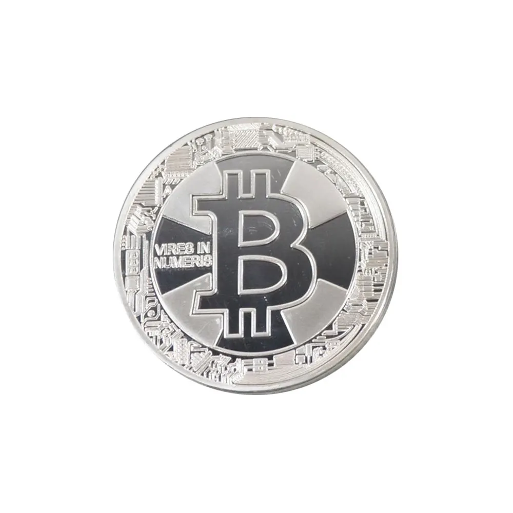 Cobee Биткойн памятная монета сувенирная монета посеребренная латунь металл диаметр 40 мм шифрование валюты - Цвет: Серебристый