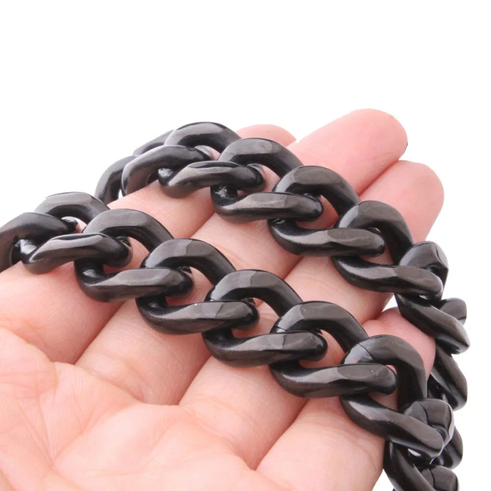 

Mens Jewelry Black Color Stainless Steel Heavy Wide Curb Chain Necklace or Bracelet 13mm/15mm 8"-40"Father Boyfriend Gift
