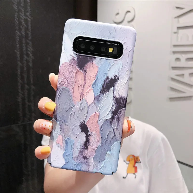 Ourdeals Luminous watercolor doodle Phone Case For Samsung S8 S9 S10plus Note8 9 S10E Cases Half-pack PC hard shell Back Cover | Мобильные
