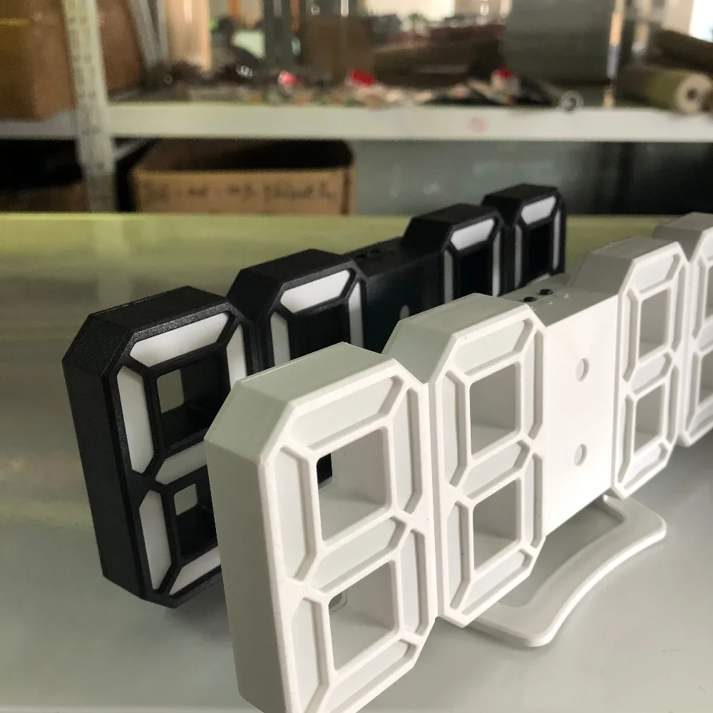 Светодиодный цифровой будильник большие цифры 3D настенные часы 8 Форма Электронная настольная полка для часов Nixie часы Horloge фреска на стену дома