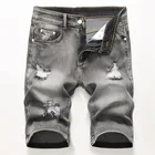Мужские джинсовые шорты стрейч, повседневные облегающие шорты из хлопка, брендовая одежда, лето 2019