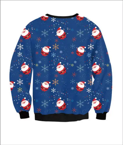 

Men Women Pullover Autumn Winter Tops Xmas Clothing Ugly Christmas Santa Claus Printed Loose Sweater Unisex M L XL