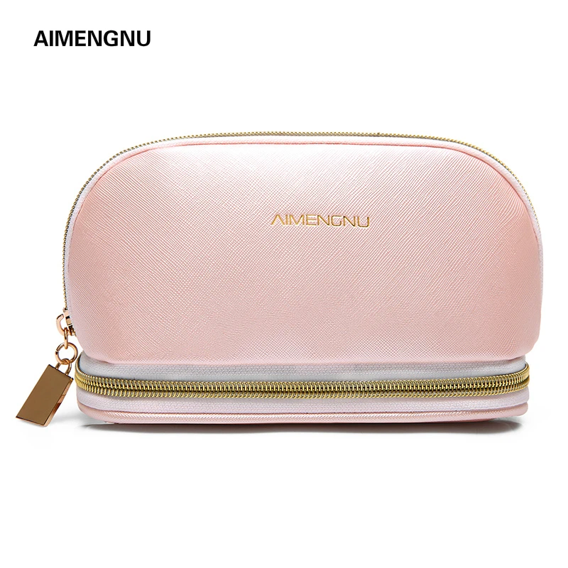 Двухслойная полиуретановая косметичка для макияжа женская маленькая