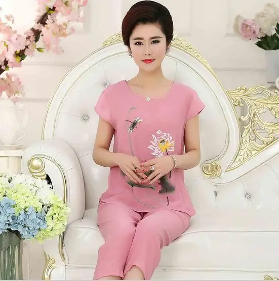Женская пижама с коротким рукавом и винтажным принтом|pyjama suit|summer pyjamaswoman sleepwear pajama