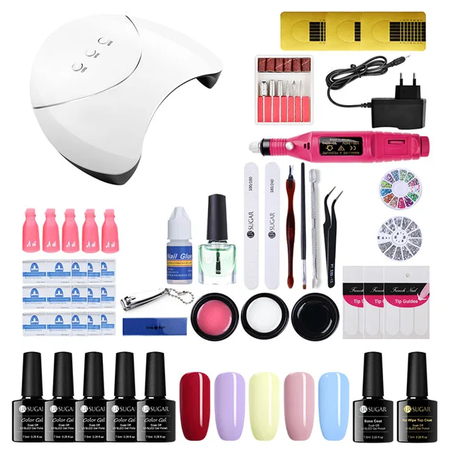 Set 3 UR SUGAR Nail Set UV LED Lamp Dryer With 12pcs Nail Gel Polish Kit Soak Off Manicure Tools Set electric Nail drill For Nail Art - Цвет: Set 3
