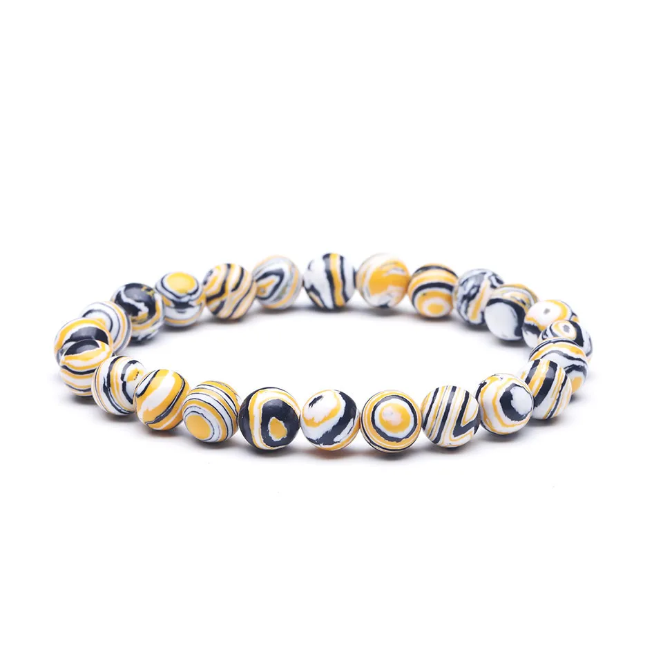 Yellow Malachite Высокое Качество Натуральный Красочный Зеленый Малахит Мужчины Браслеты Браслет для Мужчин Буддийские бусы Мужской Браслет Шарма Подарок На День Рождения - Окраска металла: Yellow Malachite
