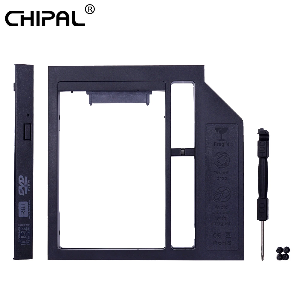 CHIPAL Универсальный 2nd HDD Caddy 12,7 мм SATA 3,0 для 2,5 ''2 ТБ жесткий диск SSD чехол Корпус для ноутбука CD-ROM Оптический отсек