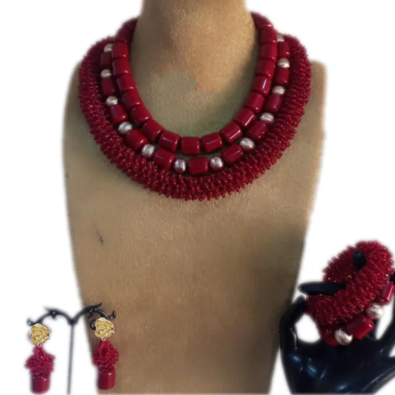 Dudo Jewelry красный коралл природы + Кристальное смелое ожерелье Свадебные Ювелирные