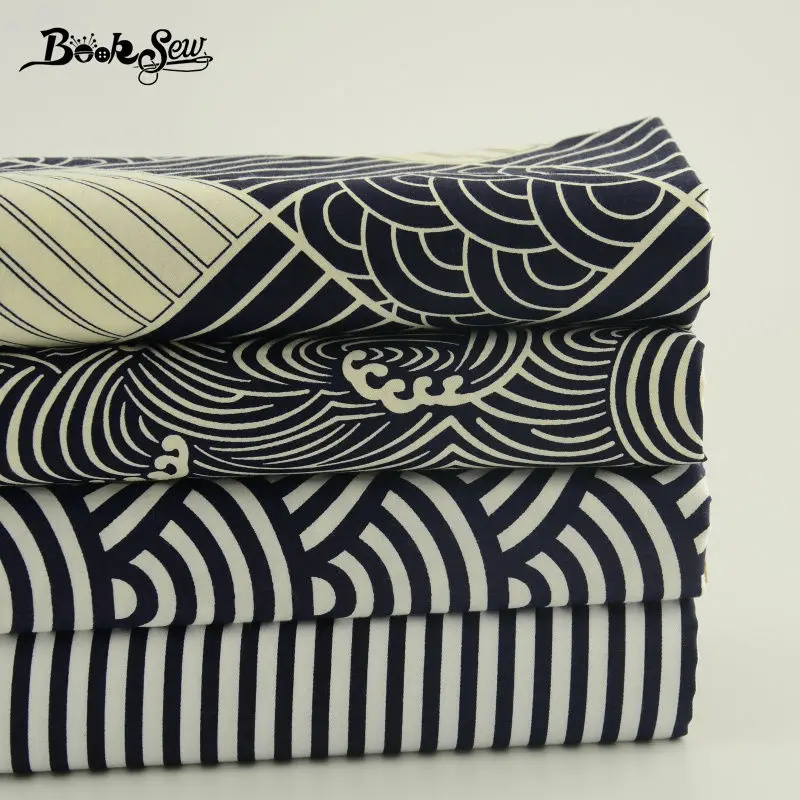 Черный и белый Цвет в полоску облака узор 4 шт./лот 100% хлопок Ткань квилтинга метр