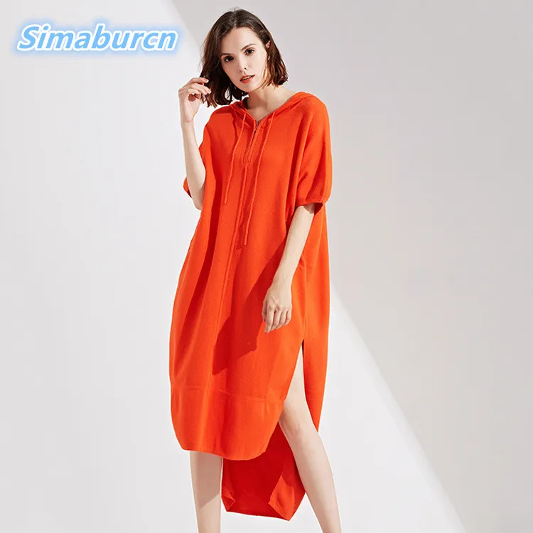

2018 European Station Women Dress Spring Autumn Knitted Novelty Pullovers Dress Casual Loose Full Long Pocket Dresses For Female