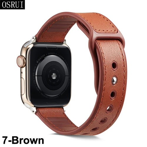7-Brown Кожаный ремешок для apple watch, 4 ремешка, 44 мм, 40 мм, correa iwatch series 4, 3, 2, 42 мм, 38 мм, браслет на запястье, аксессуары для apple watch - Цвет ремешка: 7-Brown