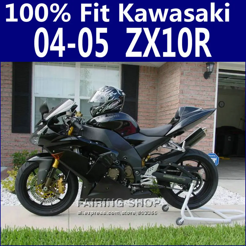 Kit de carenado para motocicleta Kawasaki Ninja, juego de carenado Zx10r 2004 2005 04 05, negro frío, 100%, carrocería x39, gran oferta