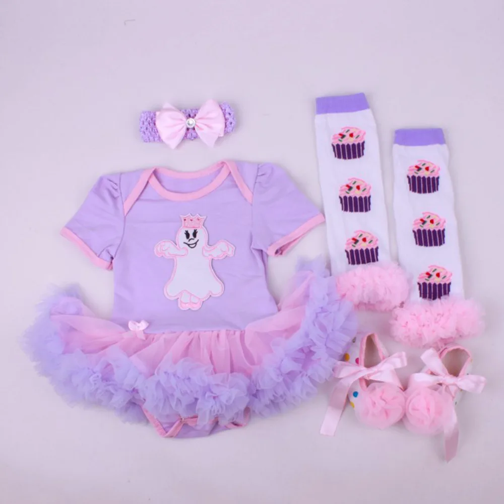 Комплект из 4 предметов Фиолетовое платье-пачка для маленьких девочек на