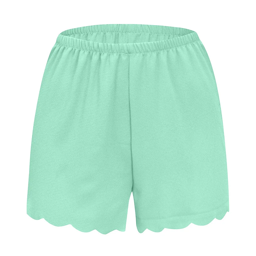Pantalones Mujer Pantalon Taille Haute Femme женские спортивные брюки летние свободные однотонные с эластичной резинкой на талии зубчатые повседневные шифоновые шорты Z4