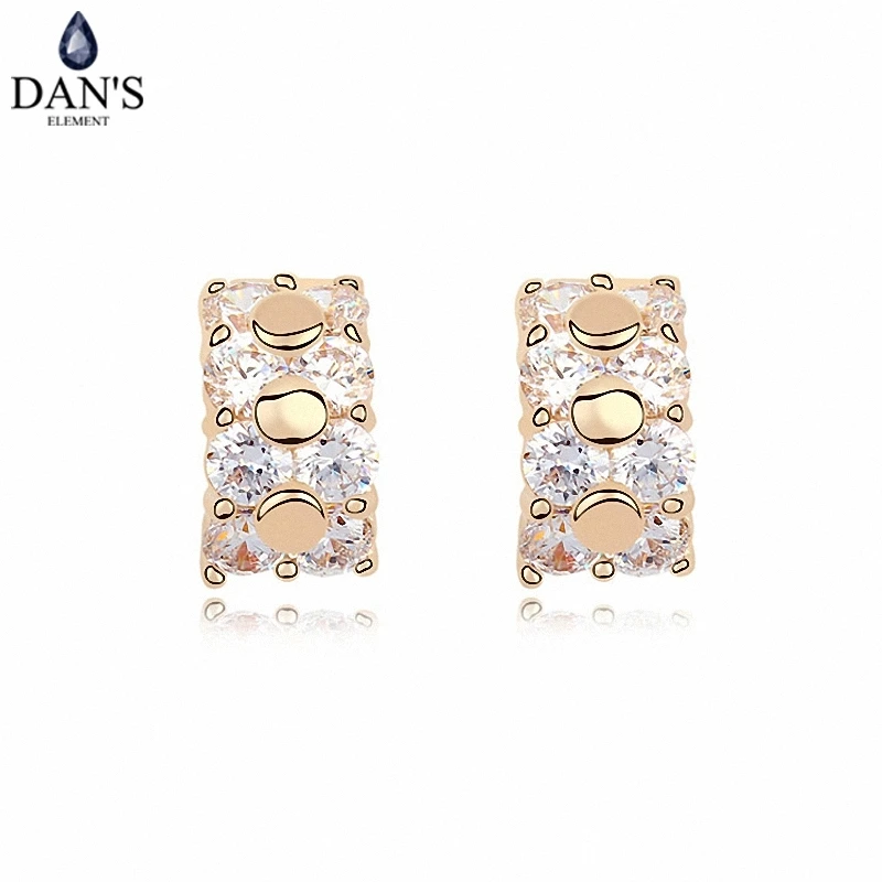 

DAN'S ELEMENT 3 Colors Real Big Brand AAA Zirconia Micro Inlays Flower Stud Earrings for Women Geometric brincos 101238white