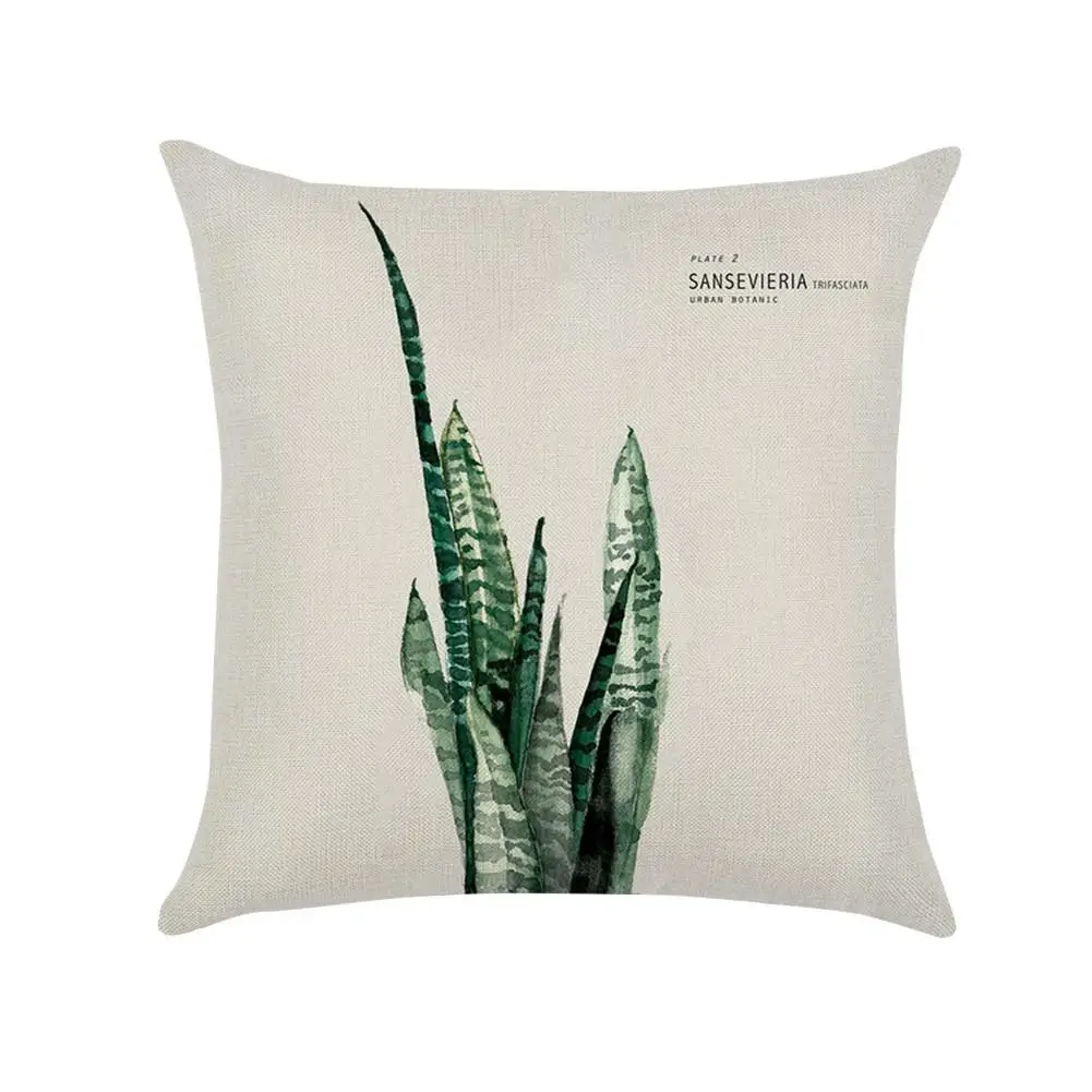 4 шт. чехол для подушки с зелеными листьями свежий и элегантный льняной хлопковый