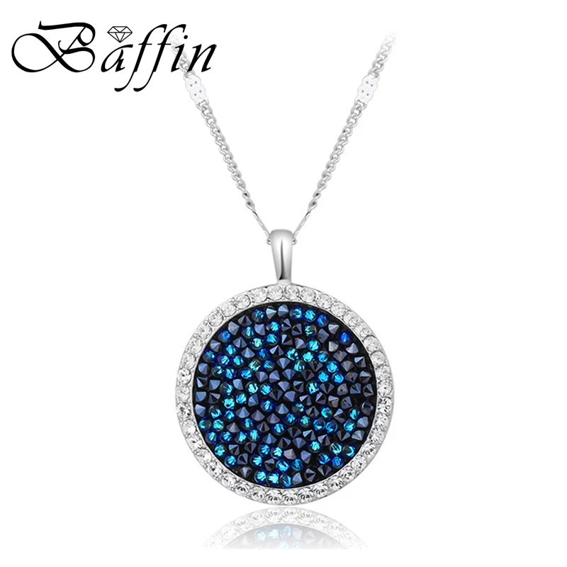 Роскошные подлинные кристаллы Swarovski макси круглое ожерелье с кулоном серебряный