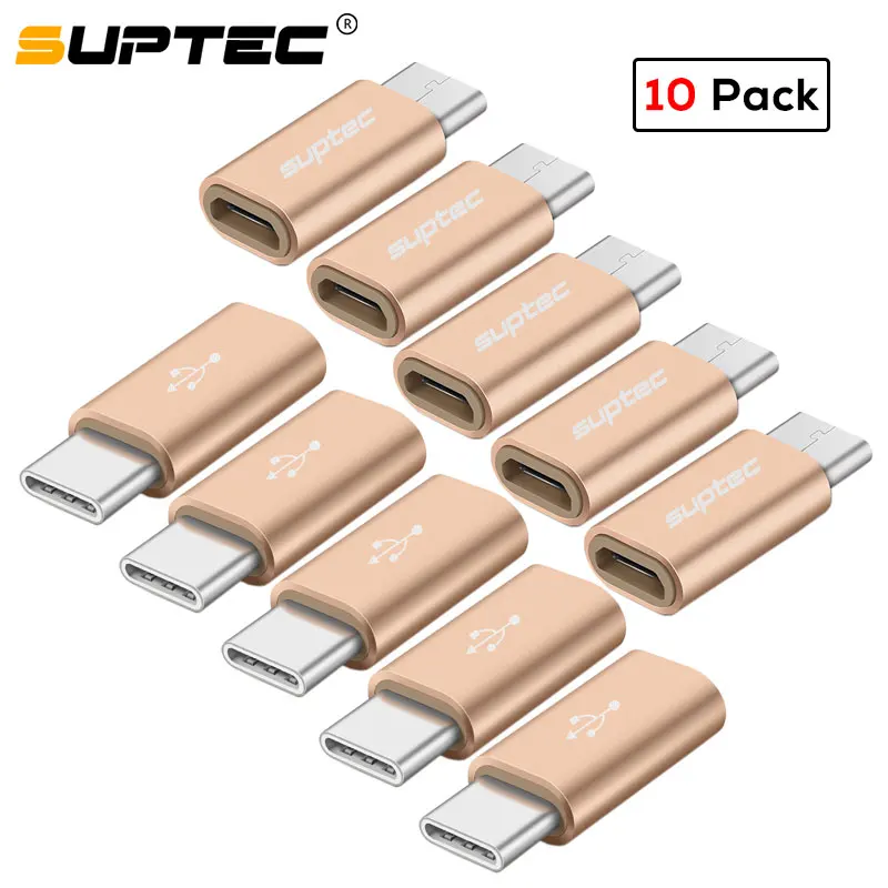 SUPTEC 10 упаковок USB адаптер Type C к Micro OTG кабель Конвертер Коннектор для Macbook Samsung S9 S8