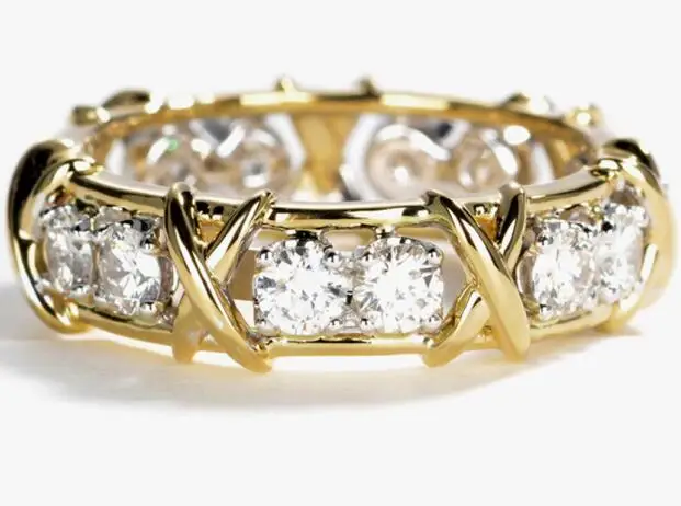 1,6 CTW Carat Lab Grown DF Moissanite Сапфир, рубин Eternity Band Solid 14K желтое золото обручальное кольцо на головщину - Цвет камня: White Moissanite