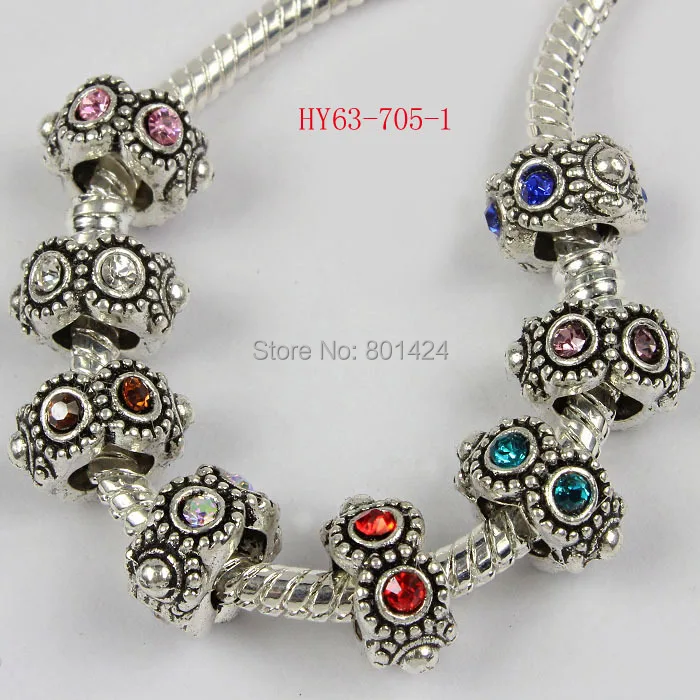 Бусины из горного хрусталя с большим отверстием для европейской цепи 25 шт. 63-705 -