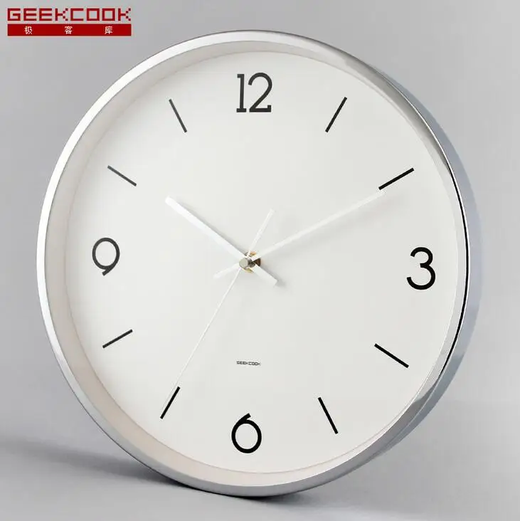 Silver Настенные часы с металлическим каркасом, бесшумные кварцевые часы с механизмом, позолоченные, лаконичный стиль для гостиной, кабинета, офиса - Цвет: Silver