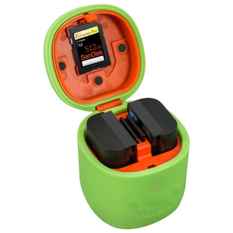 Green TELESIN ALLIN BOX 3в1 двойное зарядное устройство SD Card Reader чехол для хранения+ 2 шт. NPW50 батарея для A6000, A6500, A6300 аксессуары для камеры - Цвет: Green