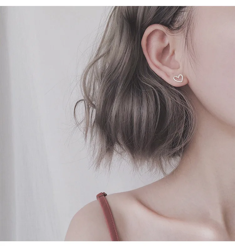 Женские серьги в форме сердца серебряные цветов ювелирные украшения для