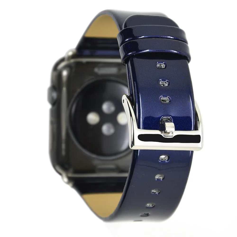 Лаковый кожаный ремешок для Apple Watch, кожаный ремешок 38 мм, 42 мм, 44 мм, браслет, кожаные ремешки для iWatch 4, 3, 2, 1, ремешки, Wathband