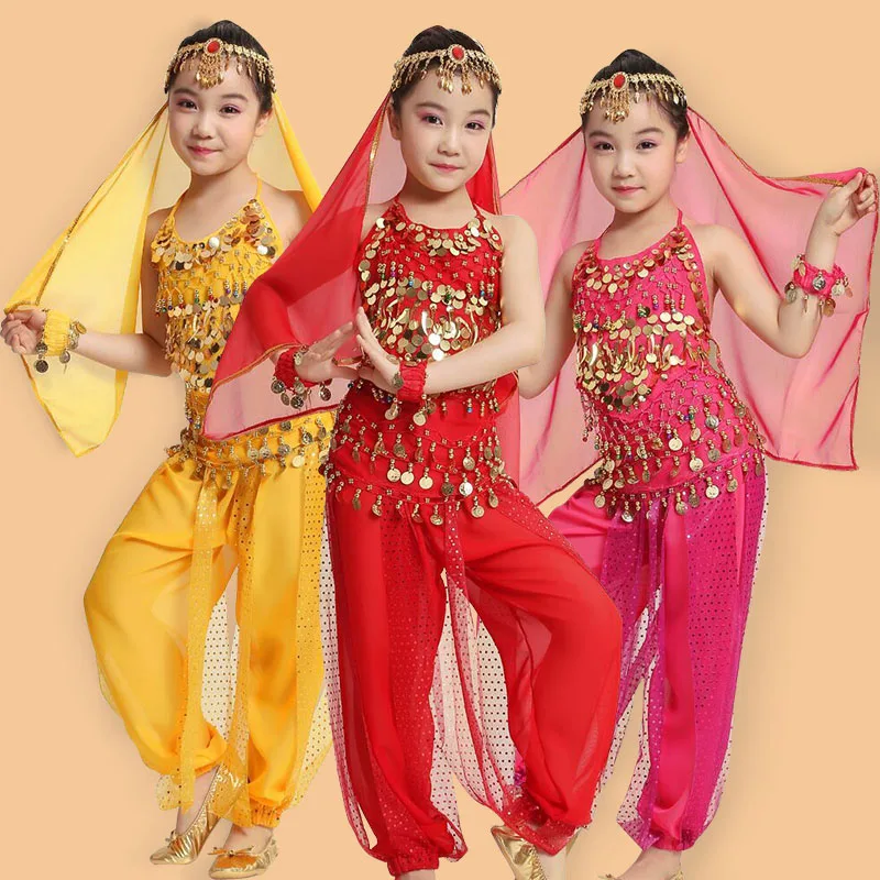 

New Children Belly Dance Costume Set Girls Bollywood Dance Costumes Indian Costume For Kids 2-3-4-5-7-8pcs