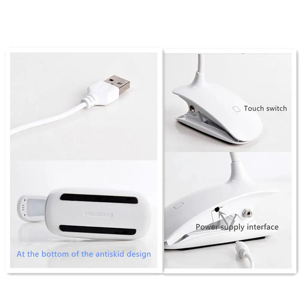 HobbyLane USB Зарядка светодиодная настольная с зажимом лампа гибкой гусиной шеей