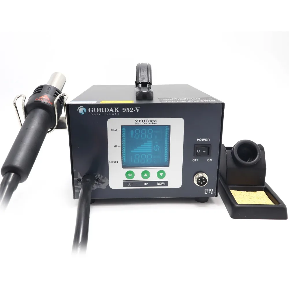 GORDAK 952V Интеллектуальная паяльная станция горячего воздуха в сочетании с VFD цветным цифровым дисплеем для ремонта пайки компонентов SMD