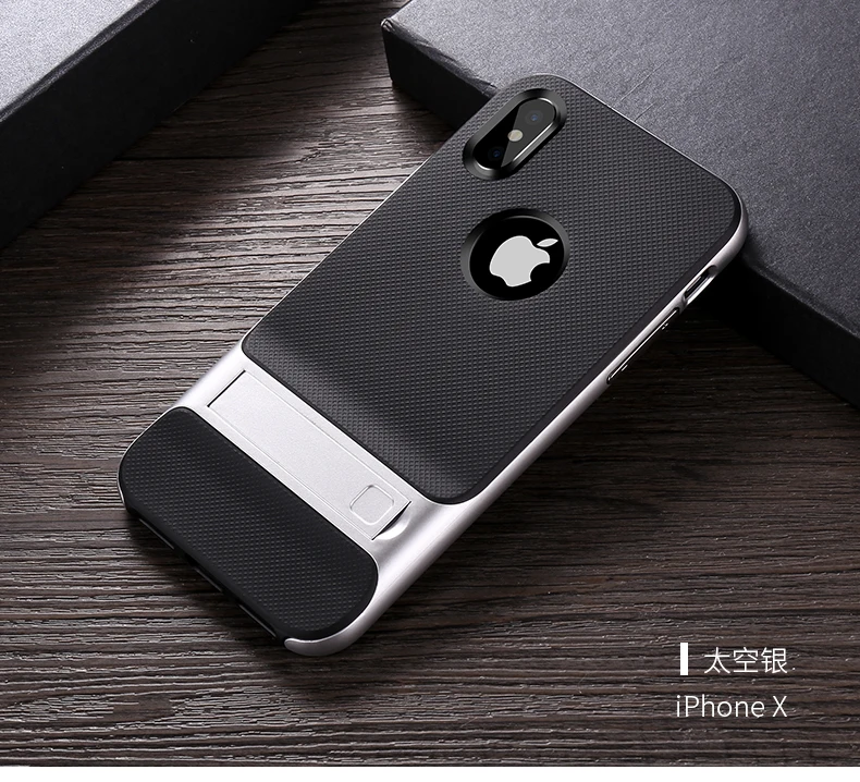 Для iPhone XS чехол TPU силиконовый+ PC подставка держатель чехол для iPhone X XS Max XR 7 Plus 11 Pro Max Жесткий противоударный пластиковый чехол