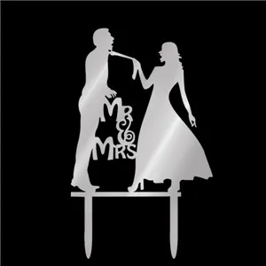 Акриловые Mr& Mrs Жених и невеста свадебный торт Топпер украшения для праздника 8 видов стилей опционально - Цвет: as it shows