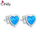 Серьги-гвоздики женские, с синим, оранжевым и белым огненным опалом