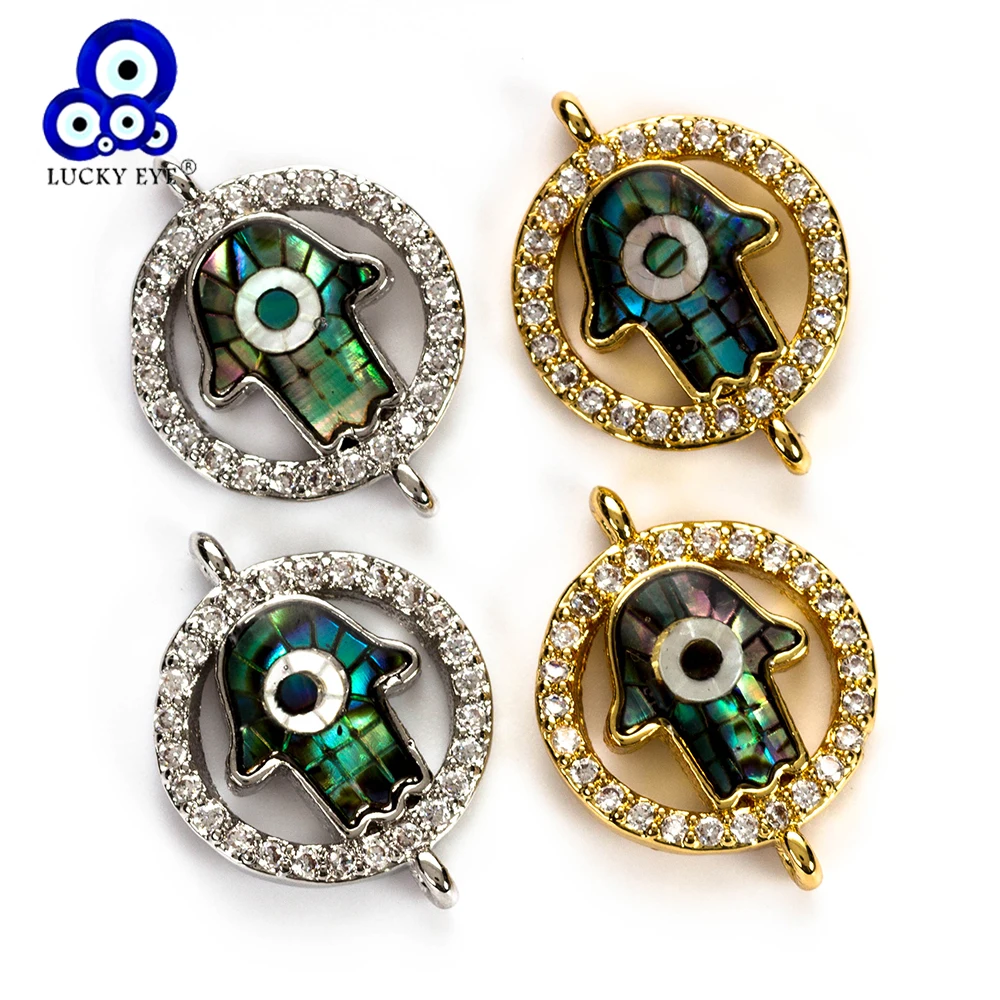 Медные Подвески Lucky Eye в виде Хамса ракушки кубические циркониевые для